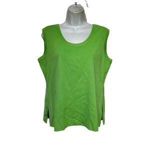 Misook Green Knit Sleeveless Tank Shell Top Size PL